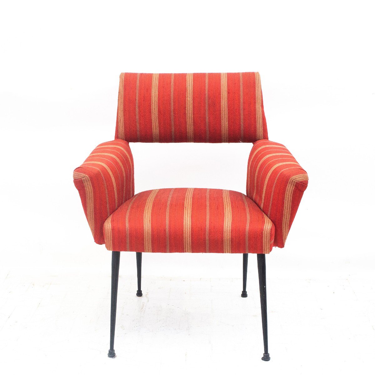 Set Of Six Designer Armchairs With Original Red Upholstery, 1950s -photo-2