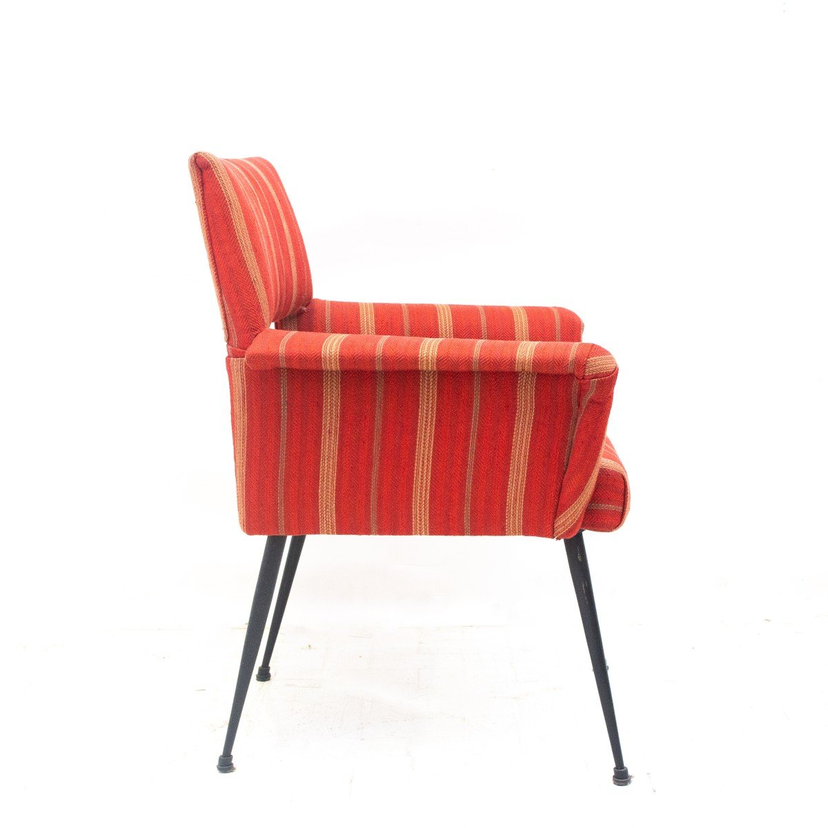 Set Of Six Designer Armchairs With Original Red Upholstery, 1950s -photo-3