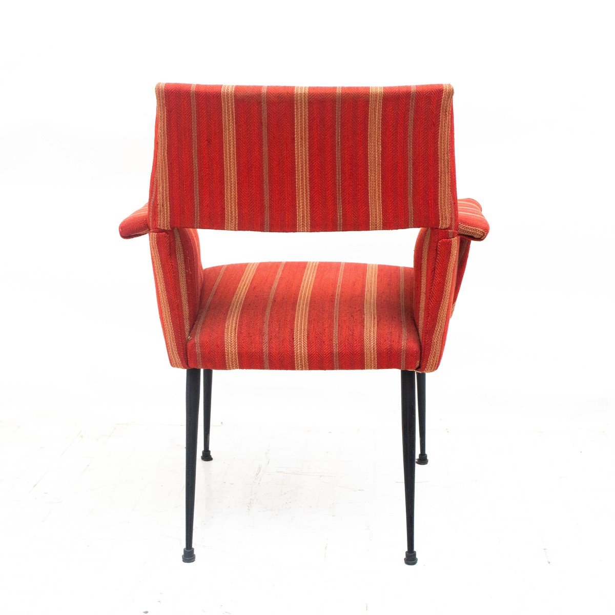 Set Of Six Designer Armchairs With Original Red Upholstery, 1950s -photo-4