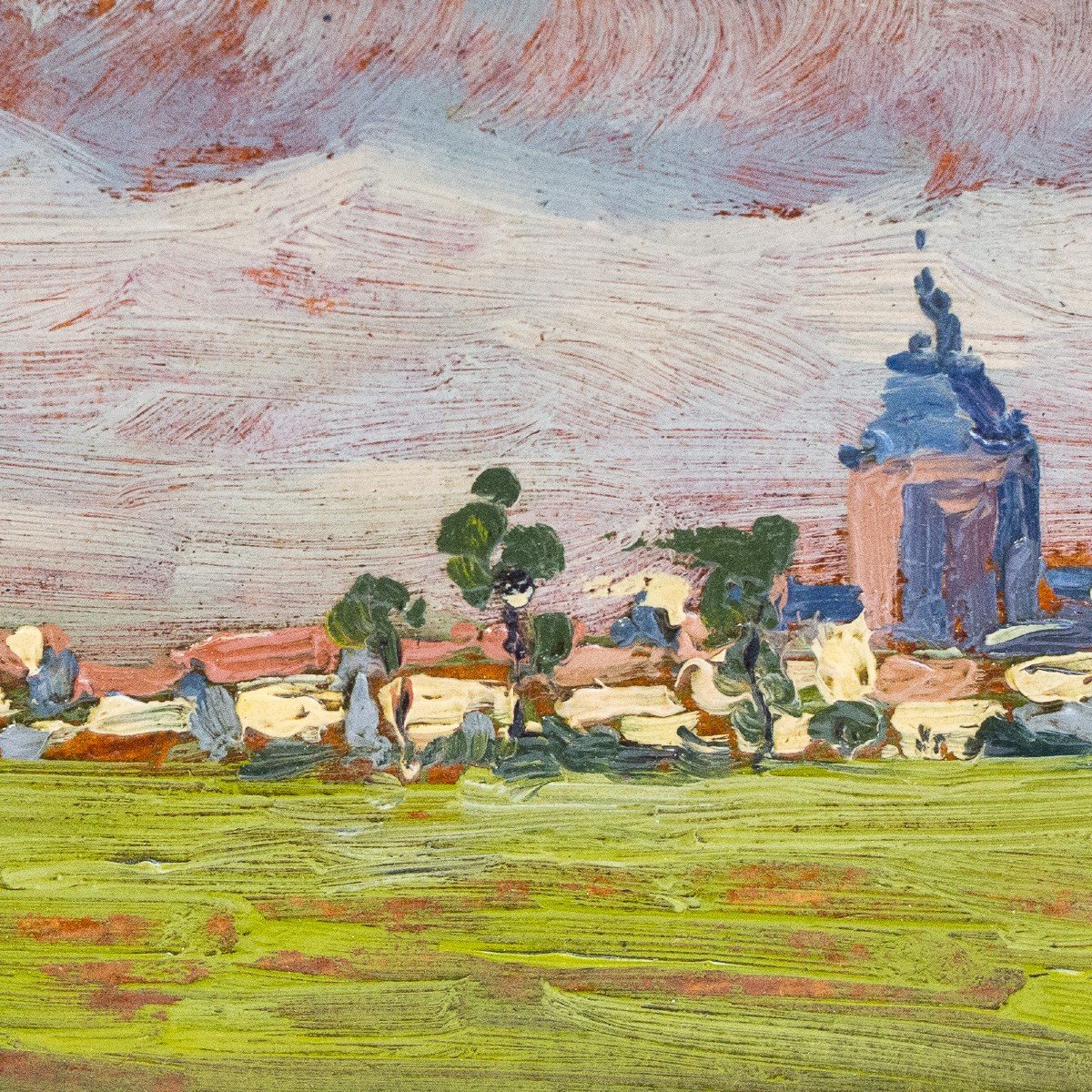 Carlo Follini "landscape," Oil On Cardboard, Signed, Epoch Early 20th Century-photo-6