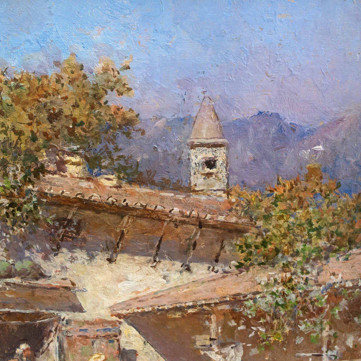 Oil On Panel, By Riccardo Pellegrini, "toledo," Signed And Dated 1906-photo-3