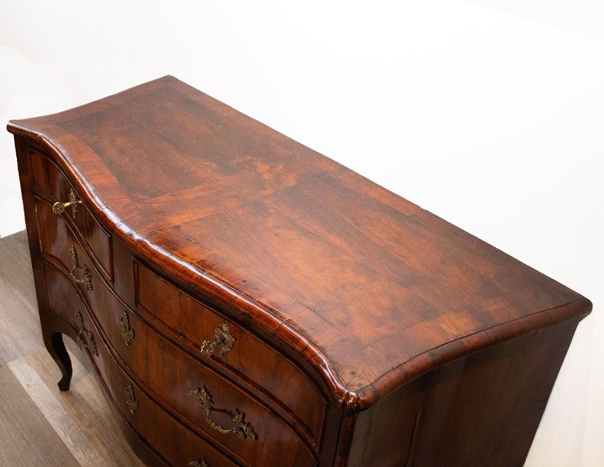 Louis XVI Chest Of Drawers, In Walnut And Olive, Late 1700s Period.-photo-3