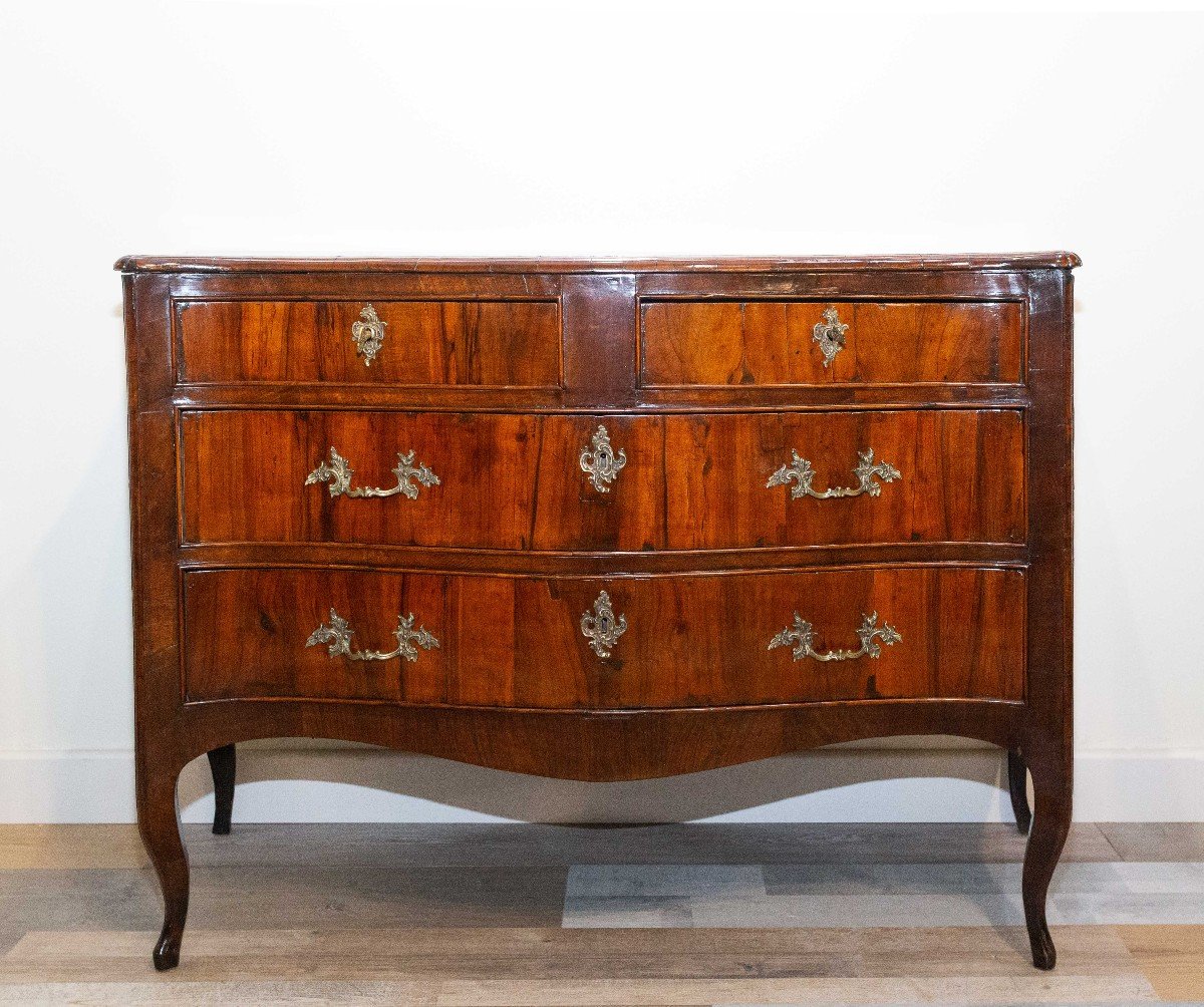 Louis XVI Chest Of Drawers, In Walnut And Olive, Late 1700s Period.-photo-2