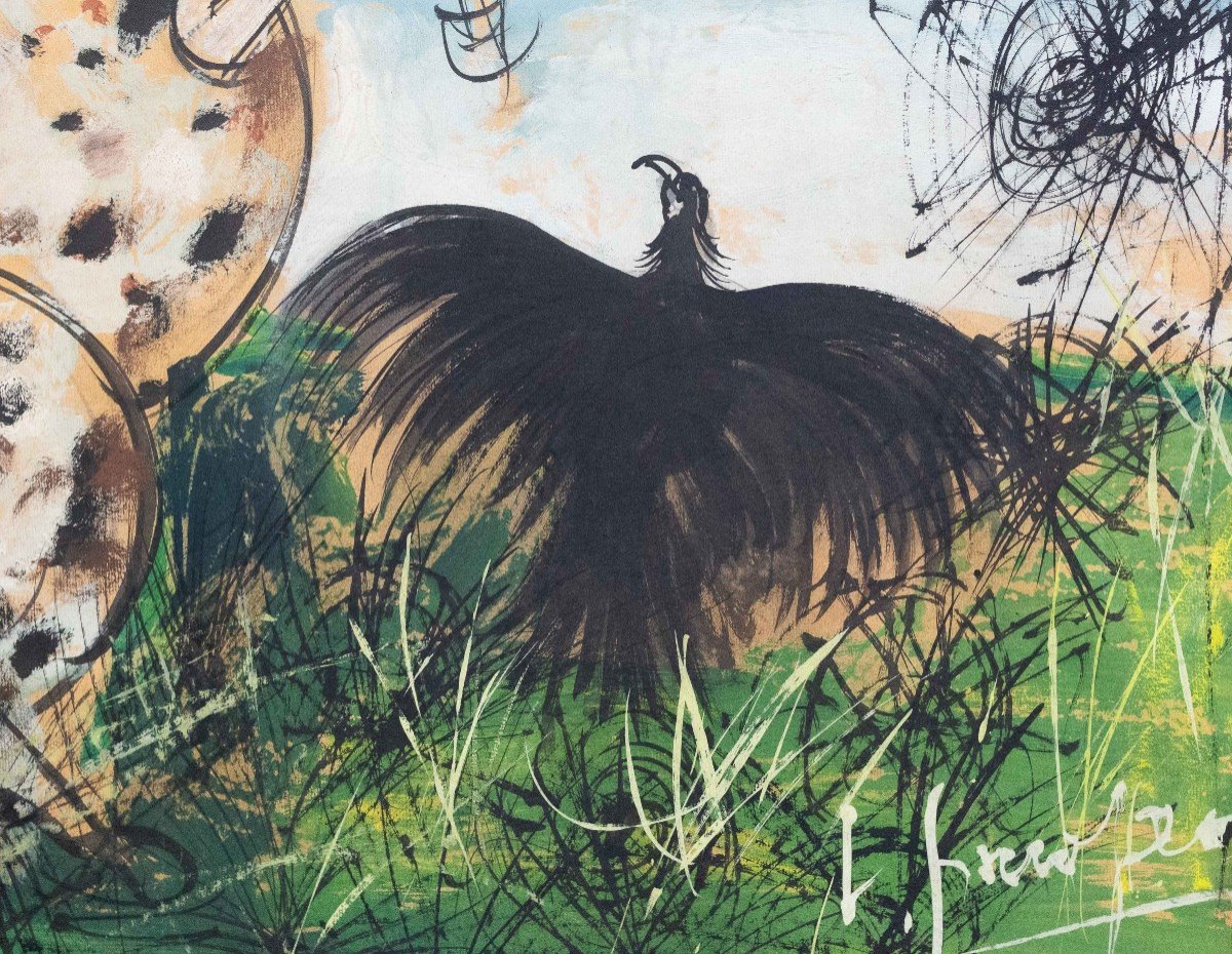 Luigi Spazzapan, "animals In Struggle," Tempera On Cardboard, First Half Of The 20th Century-photo-4