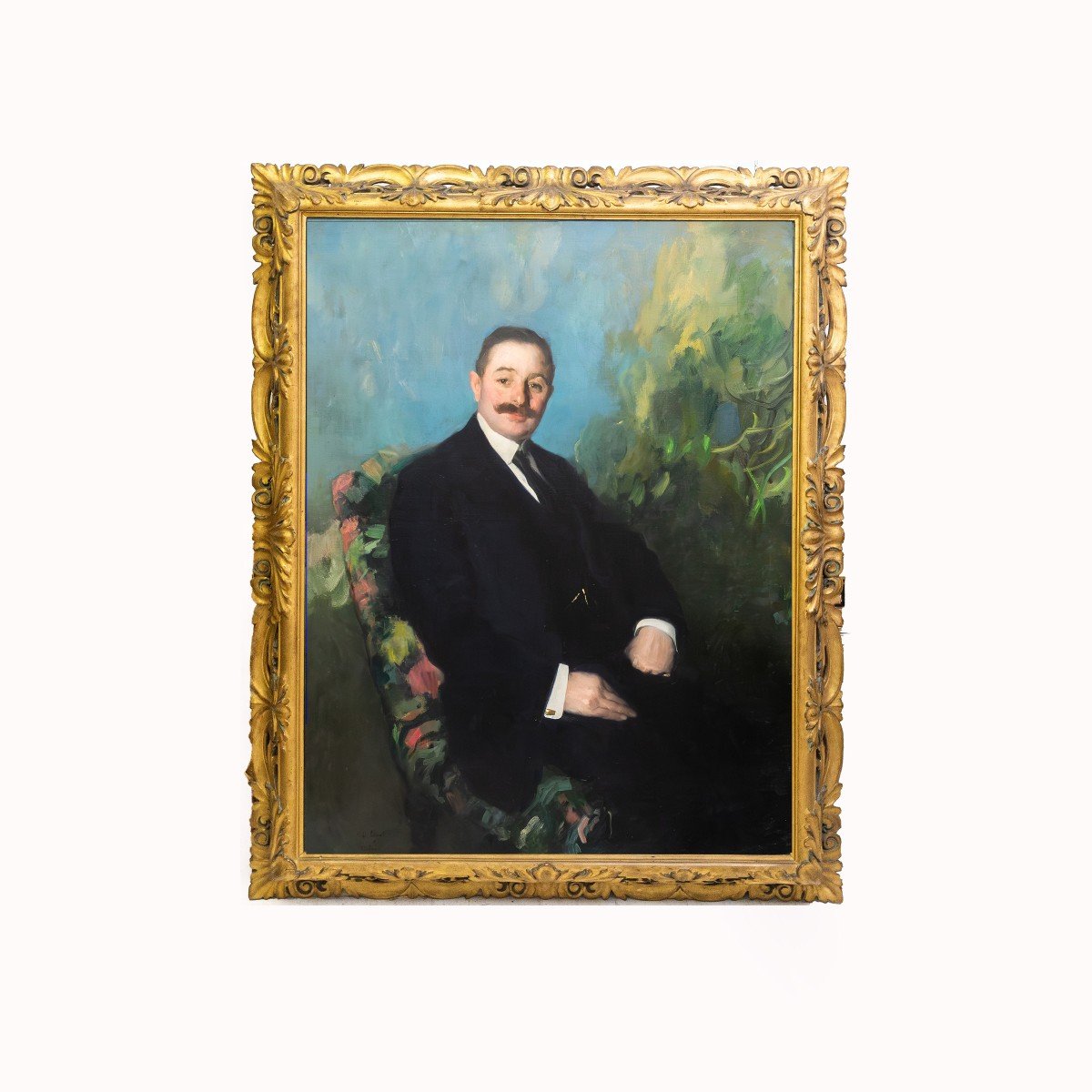 Antonio Ambrogio Alciati, "portrait Of A Gentleman," Oil On Canvas, Signed, 1910-photo-3