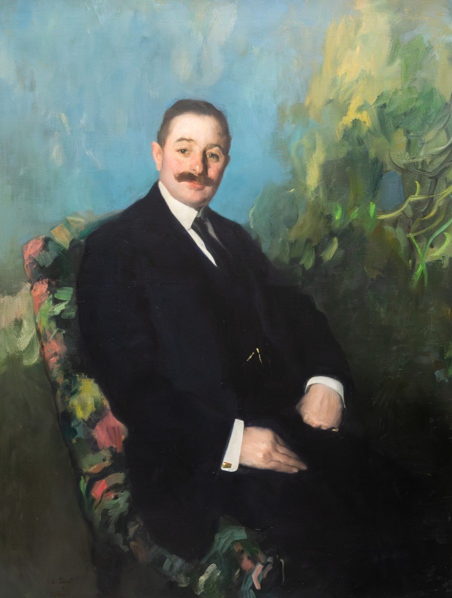 Antonio Ambrogio Alciati, "portrait Of A Gentleman," Oil On Canvas, Signed, 1910