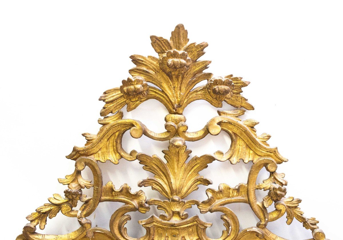 Miroir/foyer En Bois Doré, Original Louis XVI, époque 19ème Siècle-photo-1