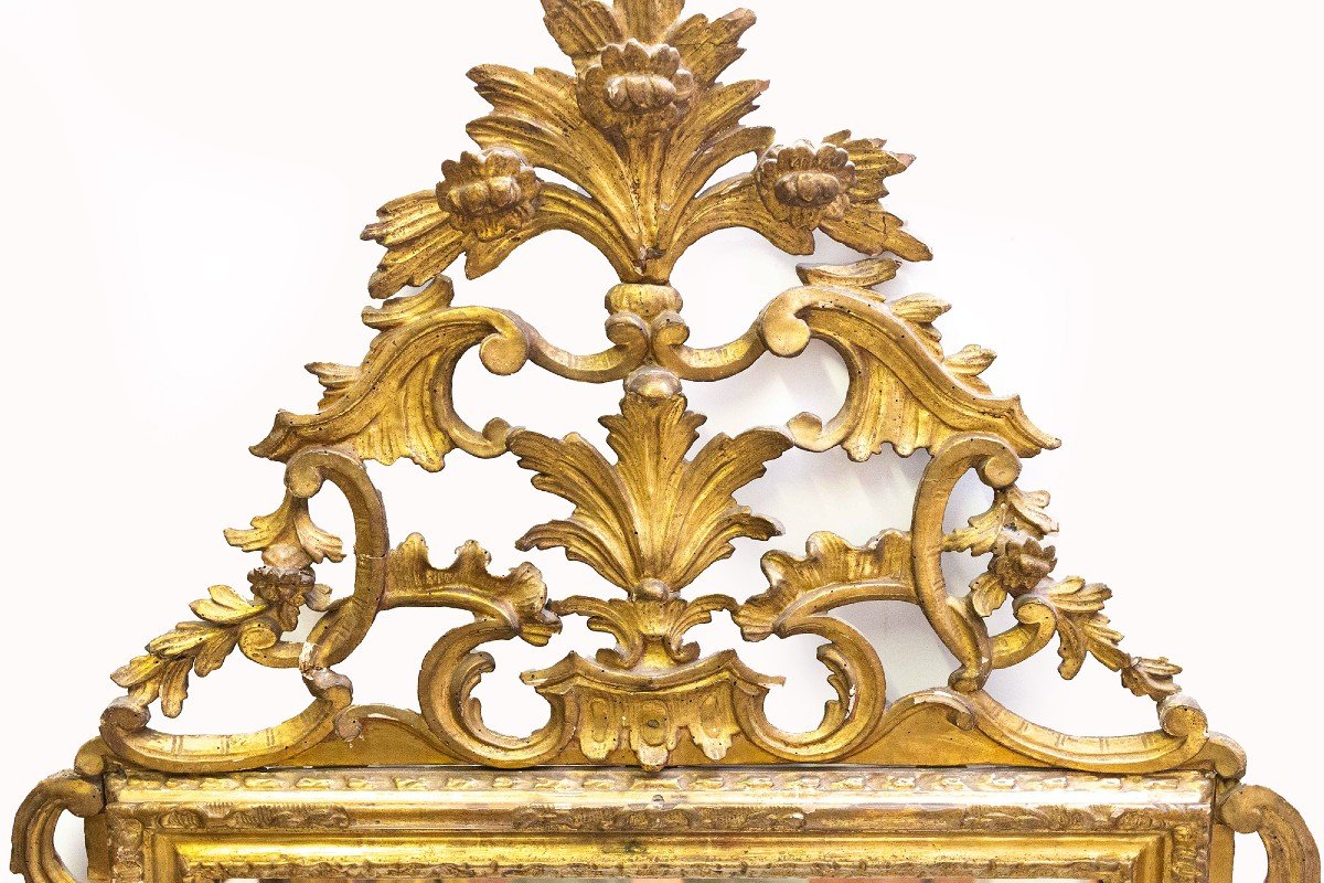 Miroir/foyer En Bois Doré, Original Louis XVI, époque 19ème Siècle-photo-3