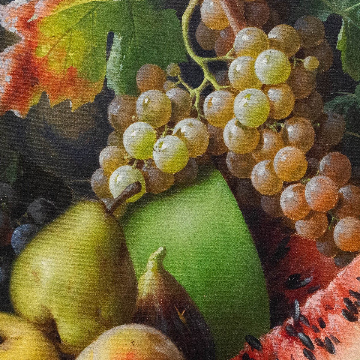 Giuseppe Falchetti, Huile Sur Toile, « Nature Morte Aux Fruits », Signée, 1893-photo-6