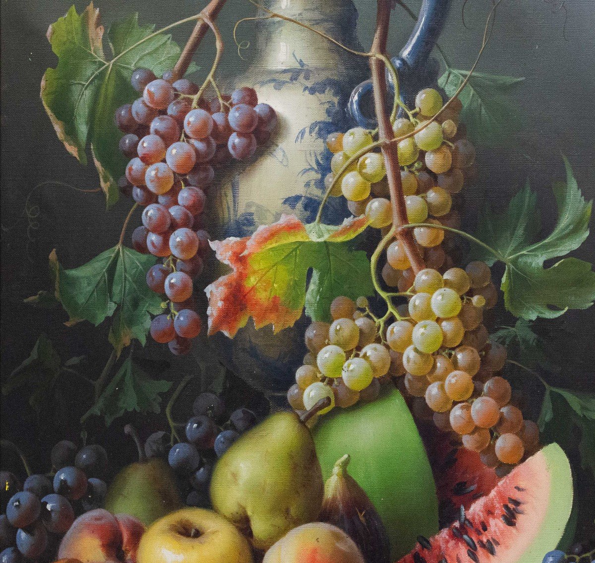 Giuseppe Falchetti, Huile Sur Toile, « Nature Morte Aux Fruits », Signée, 1893-photo-7