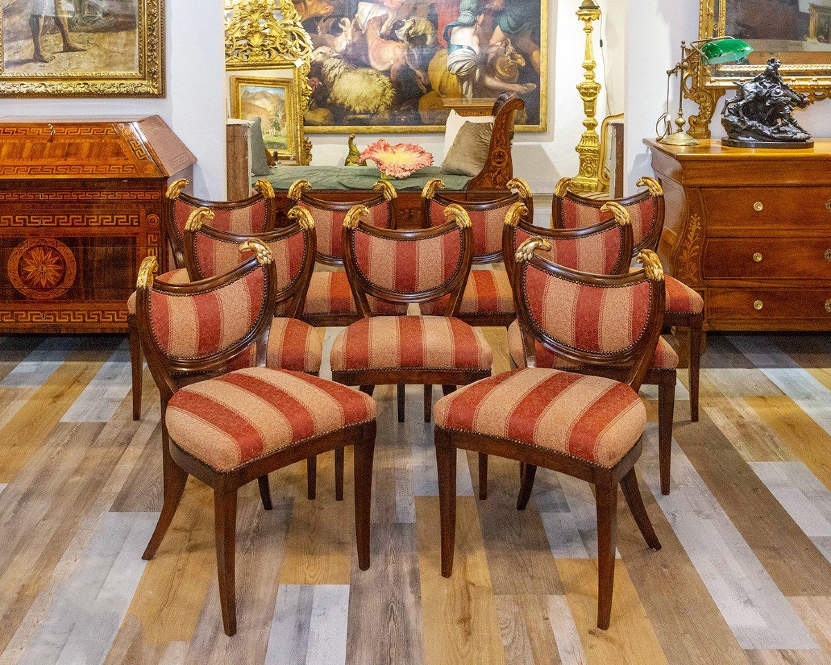 Group Of Eight Cherrywood Chairs, 19th Century Period.-photo-2