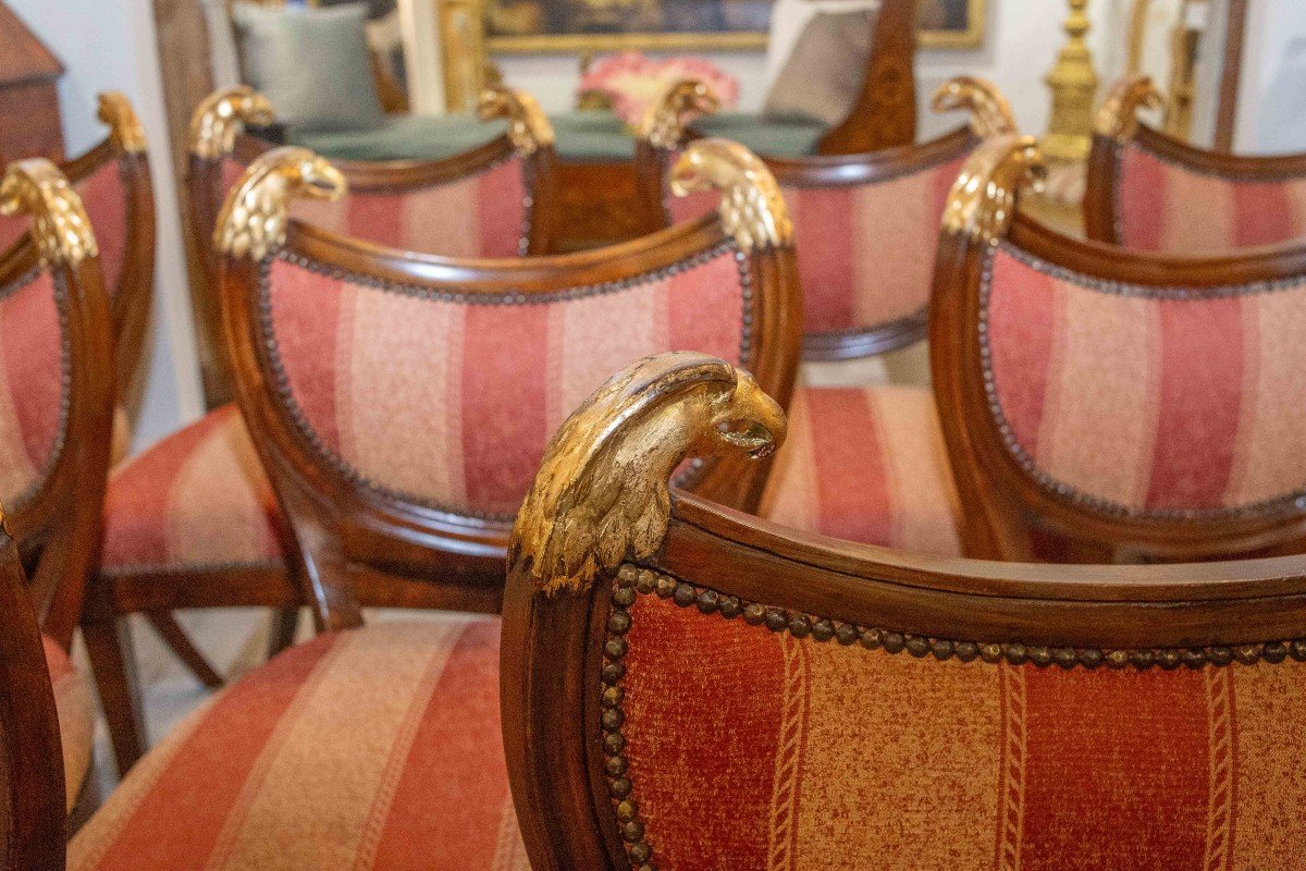 Group Of Eight Cherrywood Chairs, 19th Century Period.-photo-3