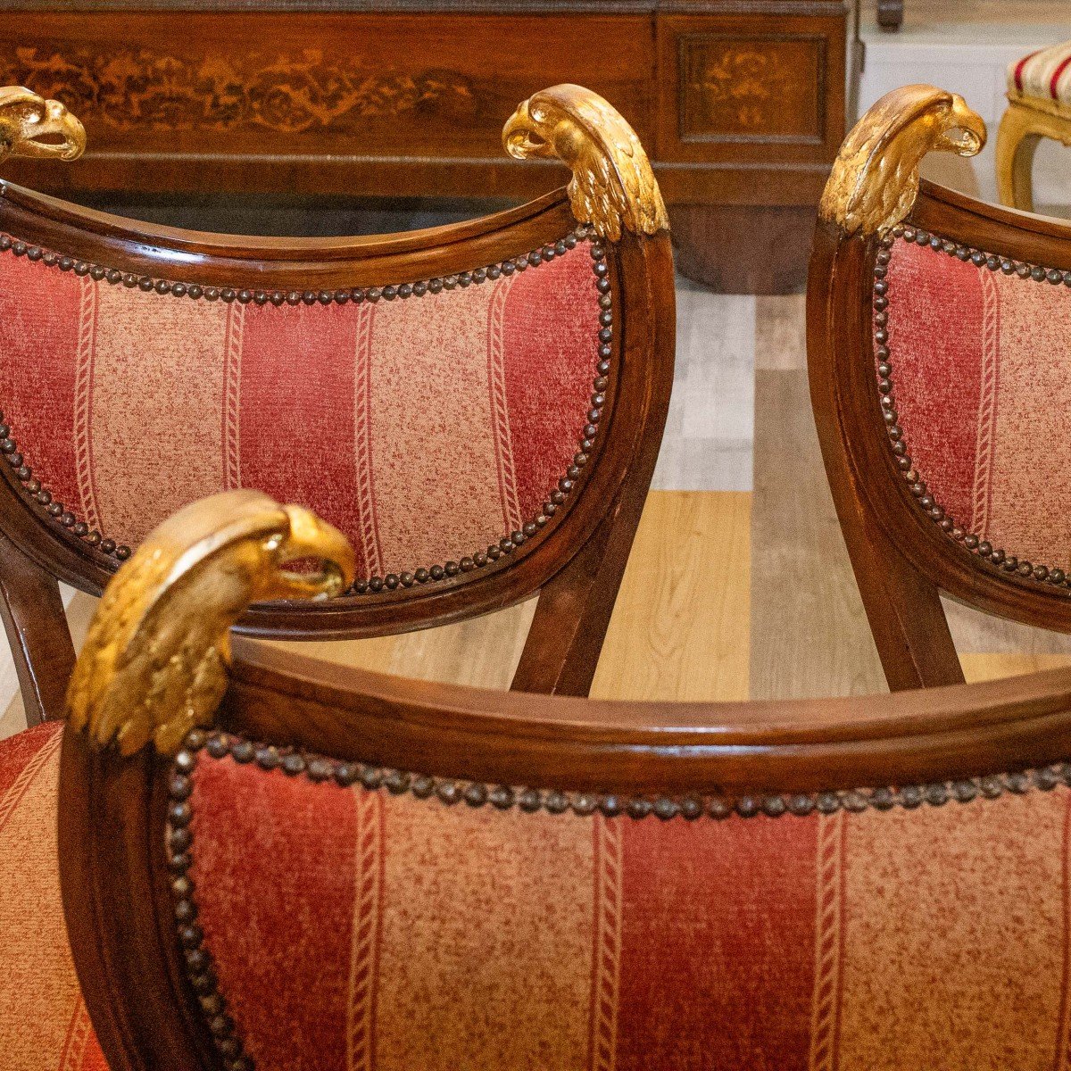 Group Of Eight Cherrywood Chairs, 19th Century Period.-photo-7