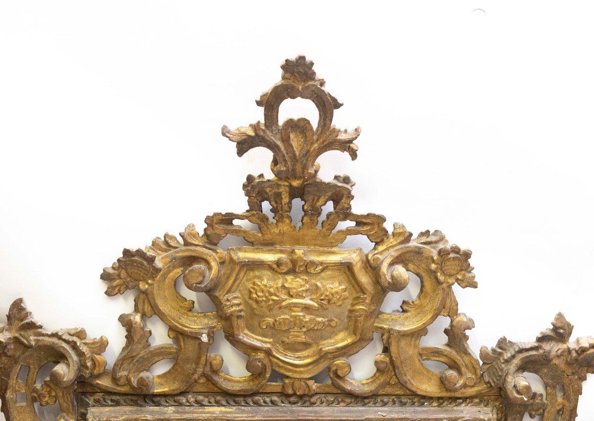 Miroir En Bois Doré, Style Baroque, époque 18ème Siècle-photo-2