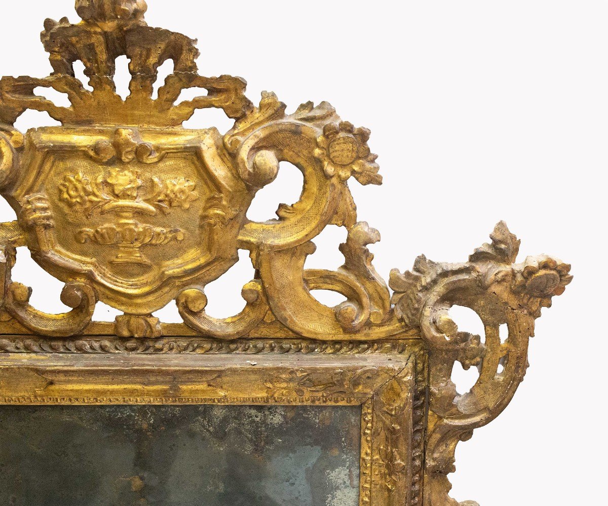 Miroir En Bois Doré, Style Baroque, époque 18ème Siècle-photo-3