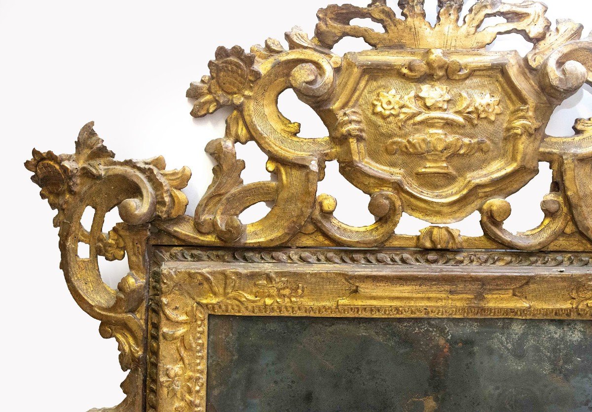 Miroir En Bois Doré, Style Baroque, époque 18ème Siècle-photo-7