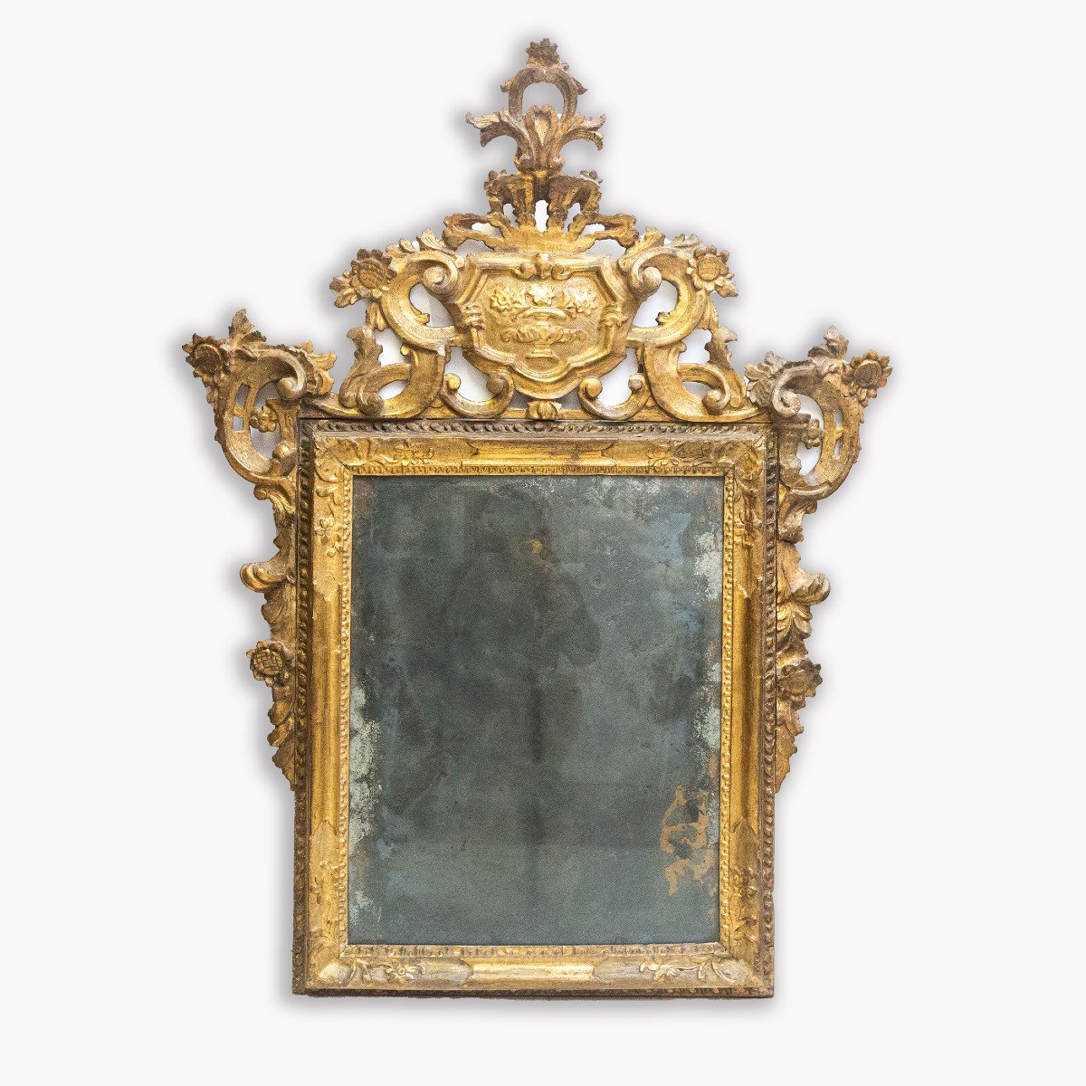 Miroir En Bois Doré, Style Baroque, époque 18ème Siècle