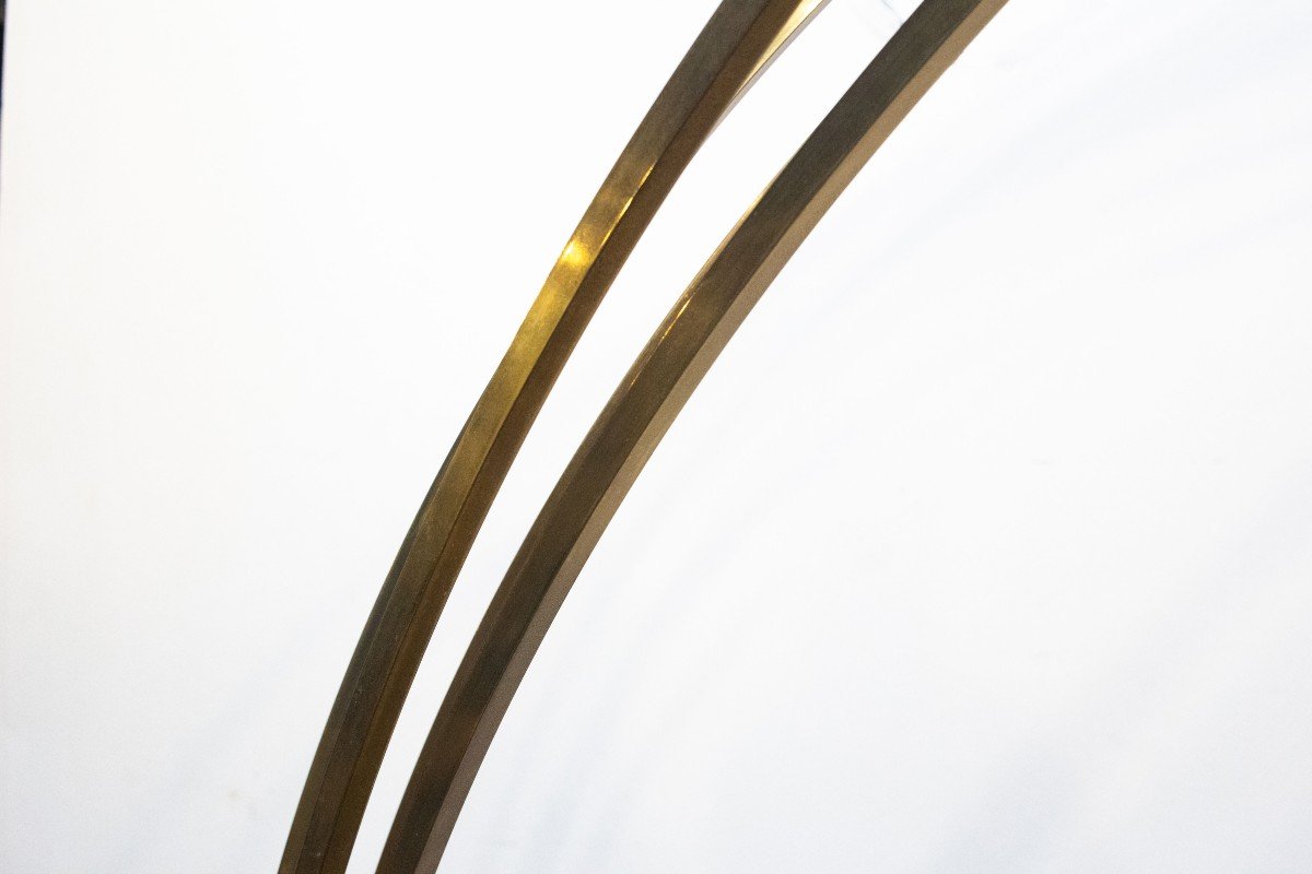 Reggiani Style Arched Floor Lamp In Brass, 1970s-photo-4