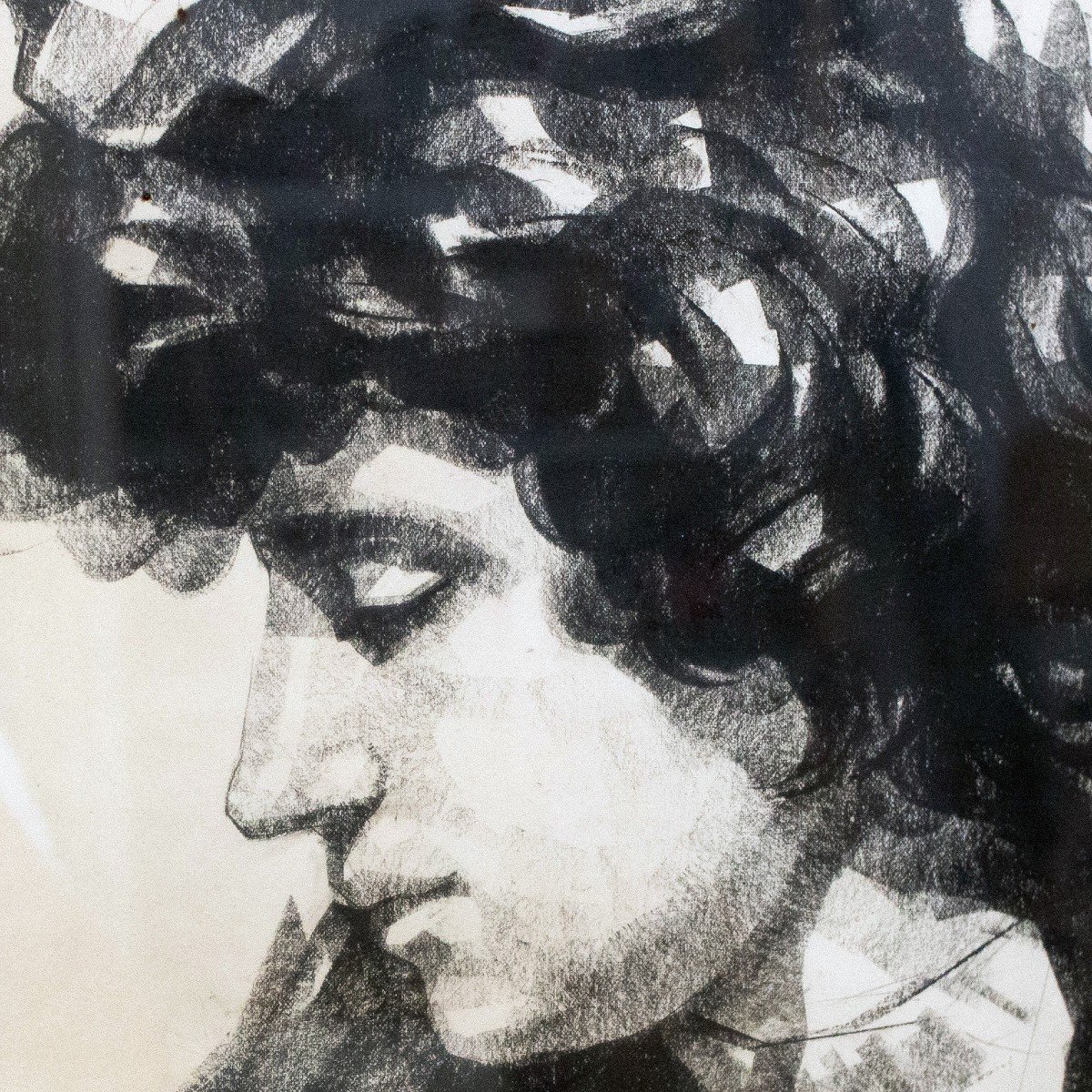 Sandrùn (f. Barbera), “la Giovinetta” - Charcoal On Paper, Signed, Mid-20th Century-photo-5