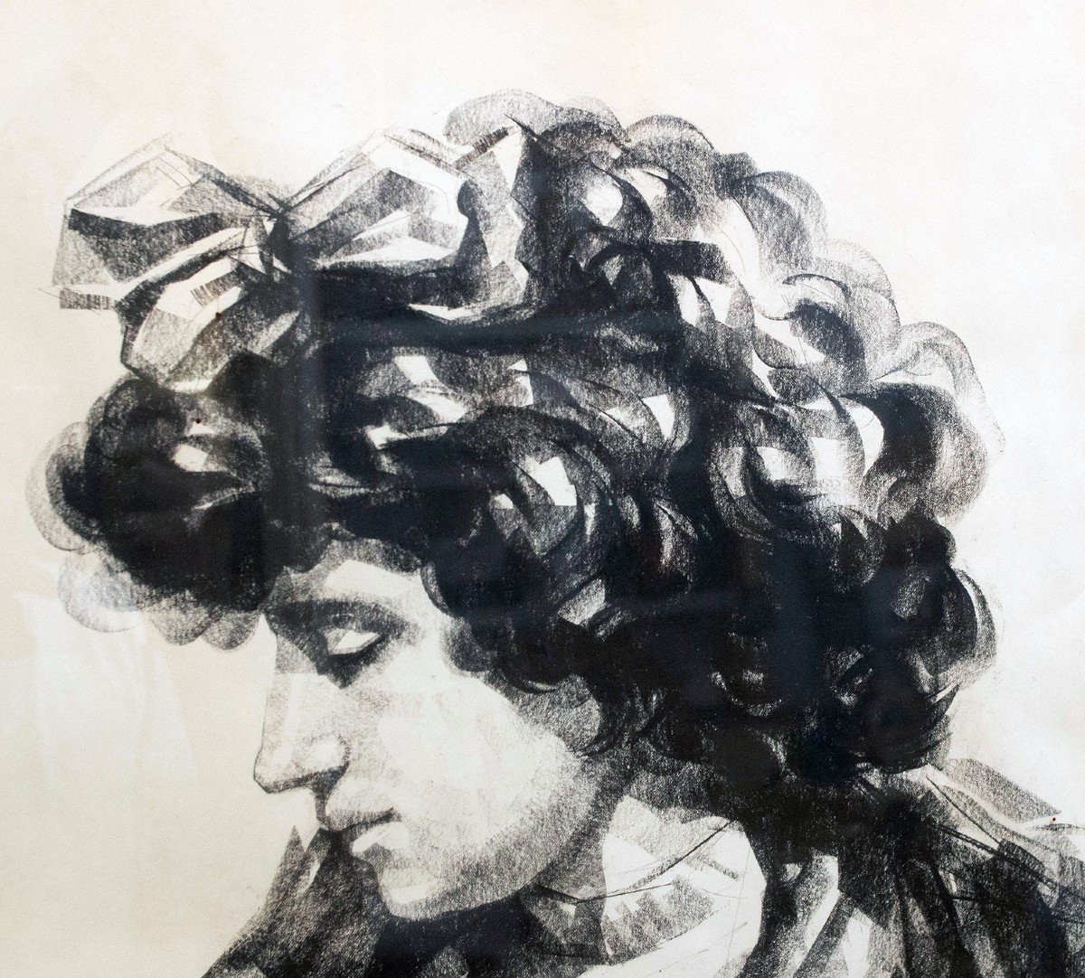 Sandrùn (f. Barbera), “la Giovinetta” - Charcoal On Paper, Signed, Mid-20th Century-photo-6