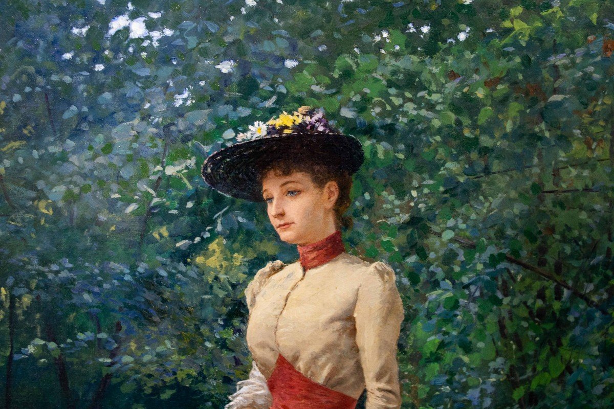 Carlo Pollonera, Oil On Canvas, “la Quiete,” Signed, 1890-photo-6