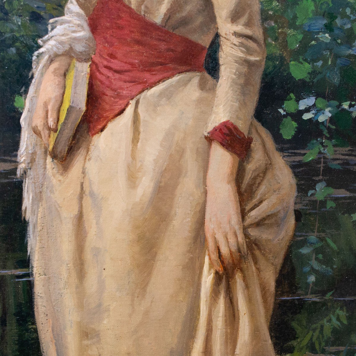 Carlo Pollonera, Oil On Canvas, “la Quiete,” Signed, 1890-photo-8