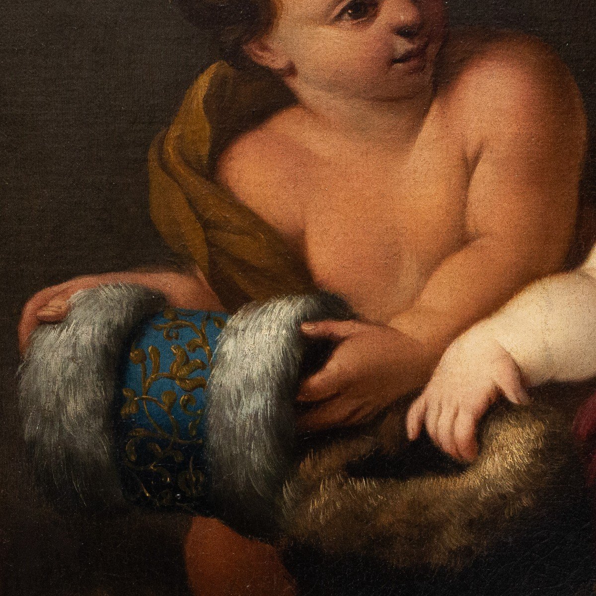 Antique Painting, “putti,” Oil On Canvas, 18th Century Era    -photo-1