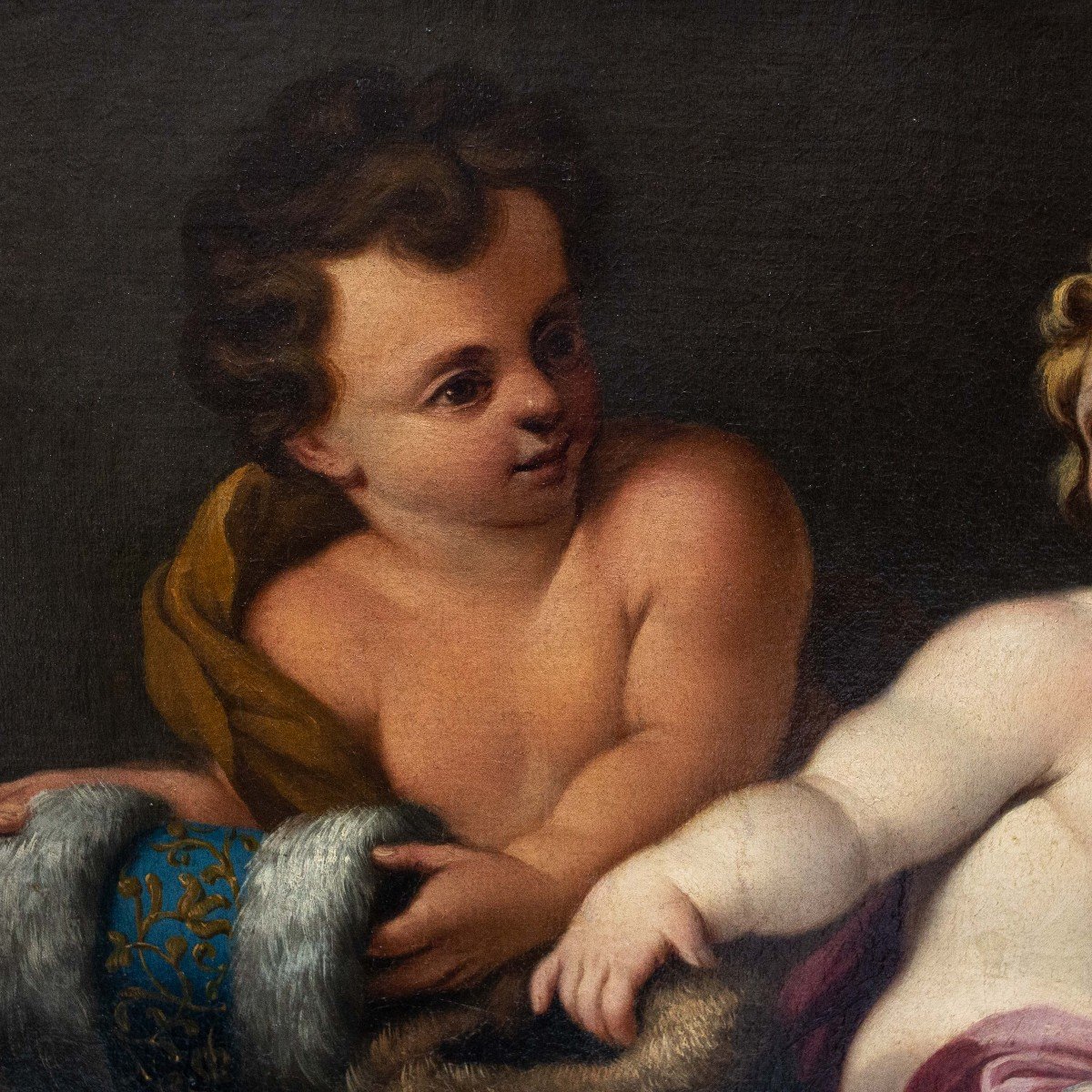 Antique Painting, “putti,” Oil On Canvas, 18th Century Era    -photo-4