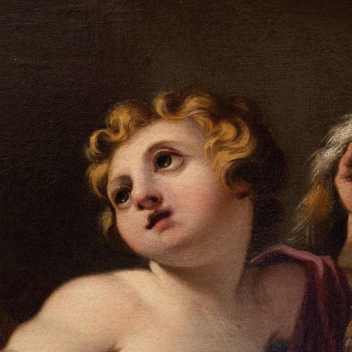 Antique Painting, “putti,” Oil On Canvas, 18th Century Era    -photo-6