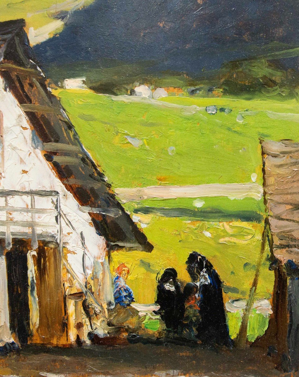 Lorenzo Delleani, Huile Sur Panneau, « Maison De Montagne », 1899 -photo-6