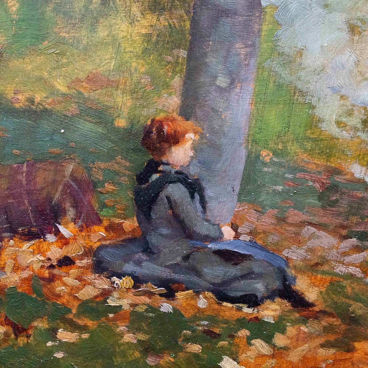 Giovanni Carpanetto, « Dans Les Bois d'Octobre », Huile Sur Panneau, Signée, 1892-photo-6