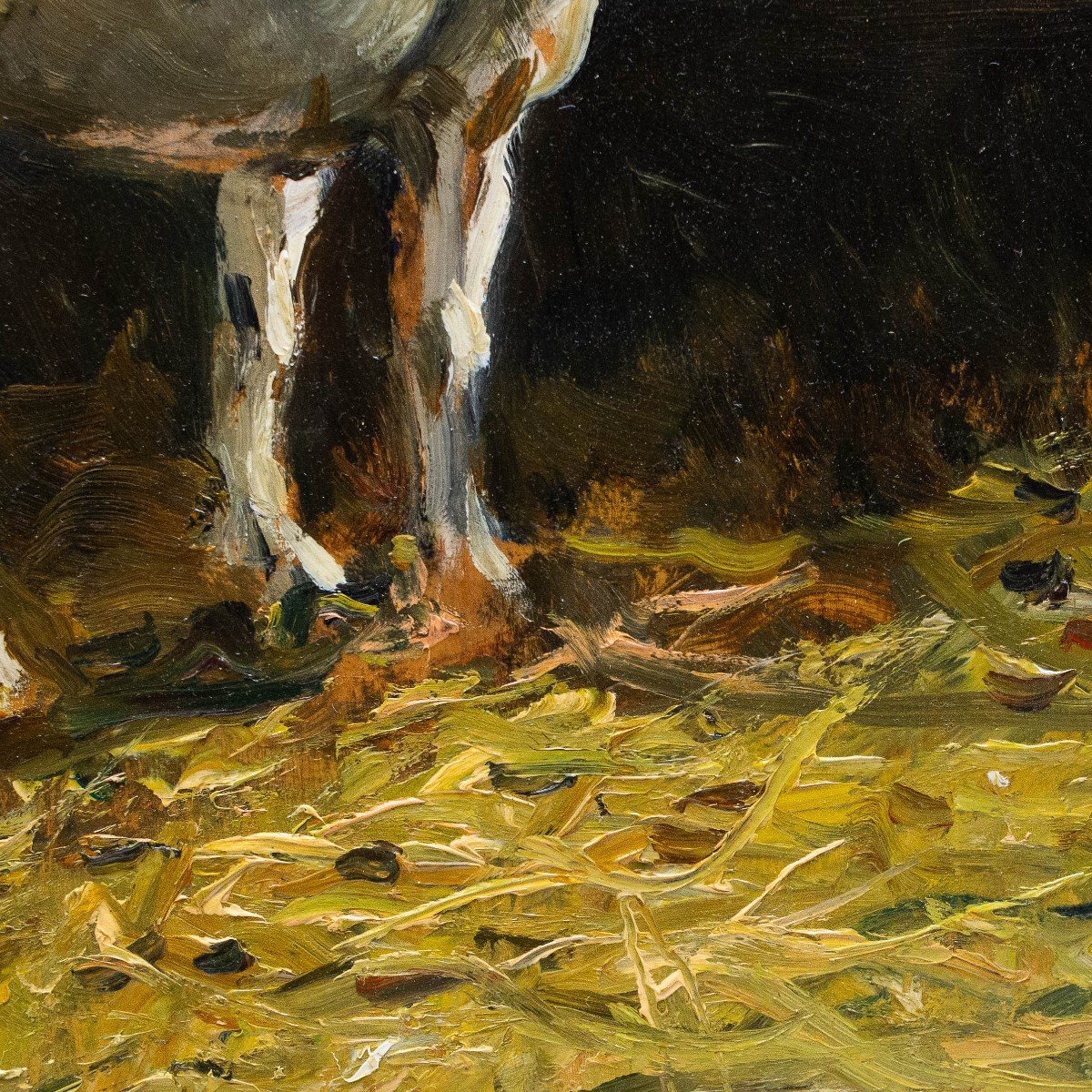 Lorenzo Delleani, Huile Sur Panneau, « Cheval à l'écurie », 1906-photo-4