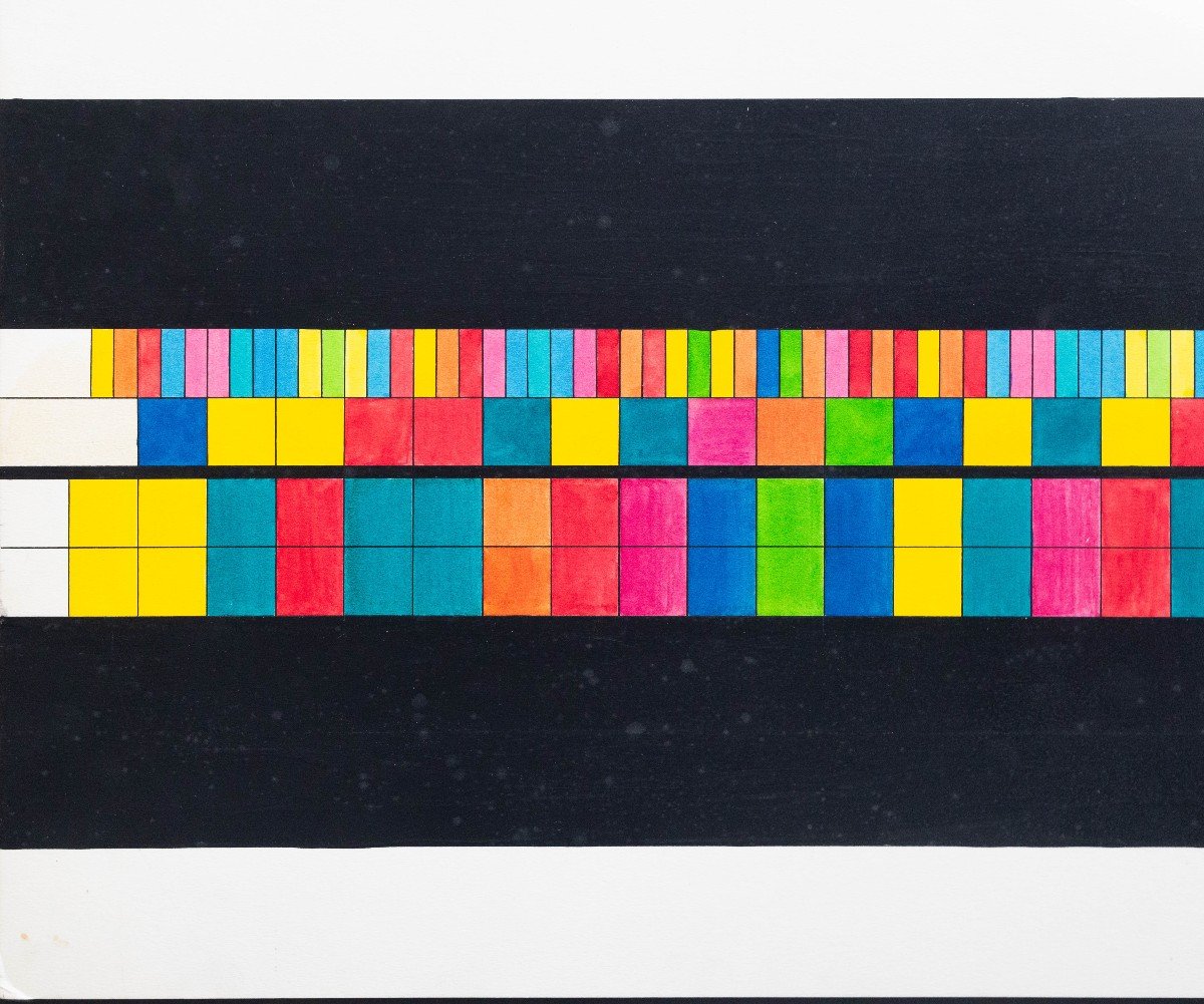 Luigi Veronesi, “chromatic Visualizations Of Music,” Mixed Media On Cardboard, 1970s/80s-photo-2