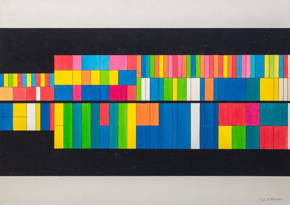 Luigi Veronesi, “chromatic Visualizations Of Music,” Mixed Media On Cardboard, 1970s/80s-photo-3