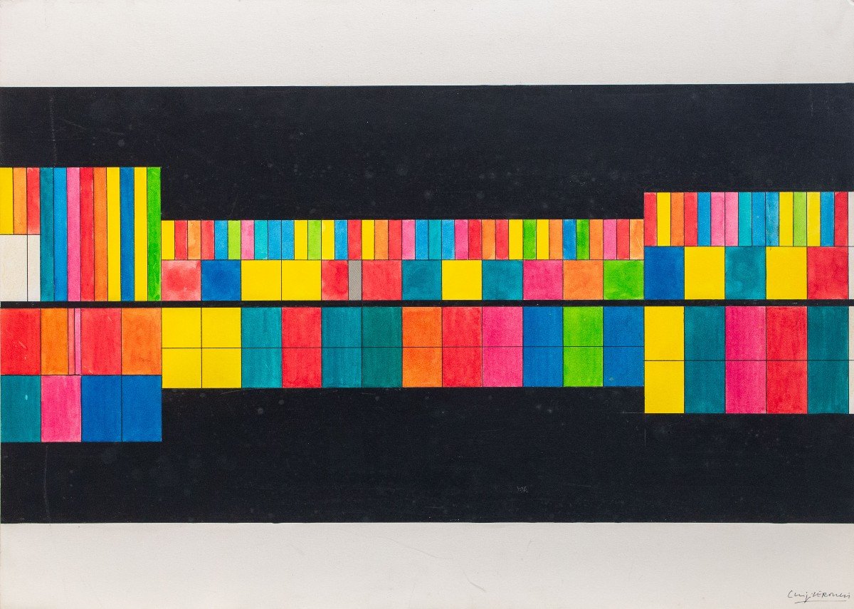 Luigi Veronesi, “chromatic Visualizations Of Music,” Mixed Media On Cardboard, 1970s/80s-photo-4