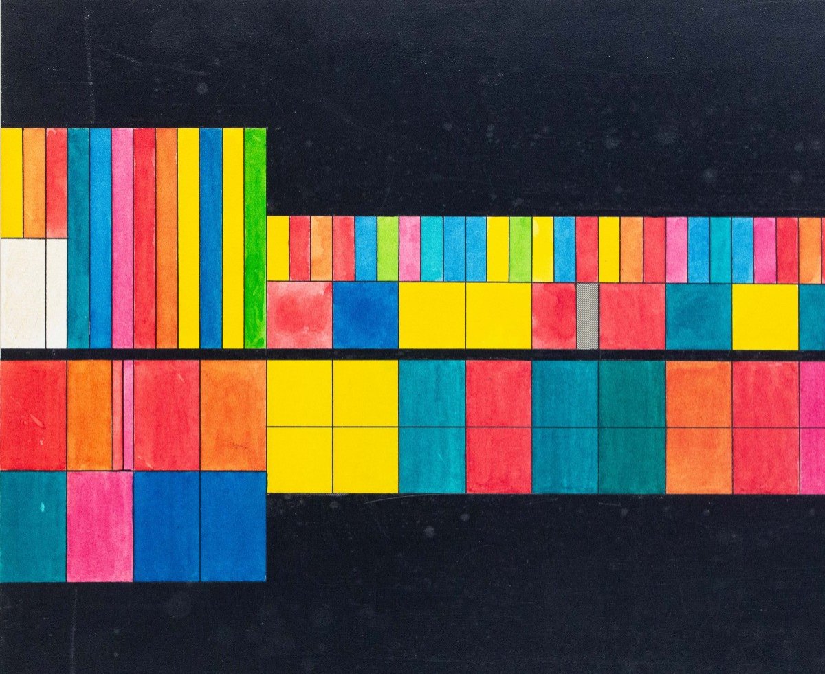 Luigi Veronesi, “chromatic Visualizations Of Music,” Mixed Media On Cardboard, 1970s/80s-photo-2