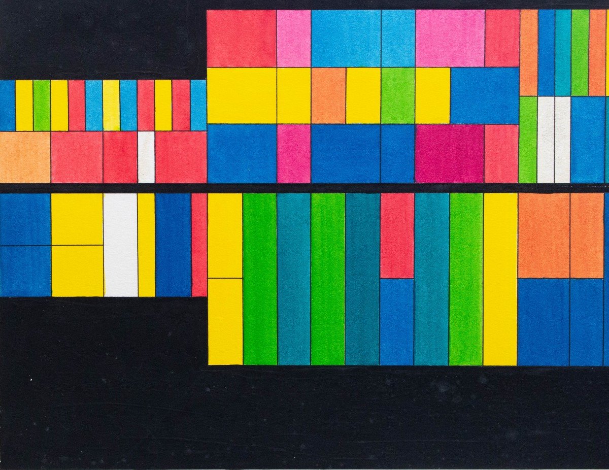 Luigi Veronesi, “chromatic Visualizations Of Music,” Mixed Media On Cardboard, 1970s/80s-photo-3