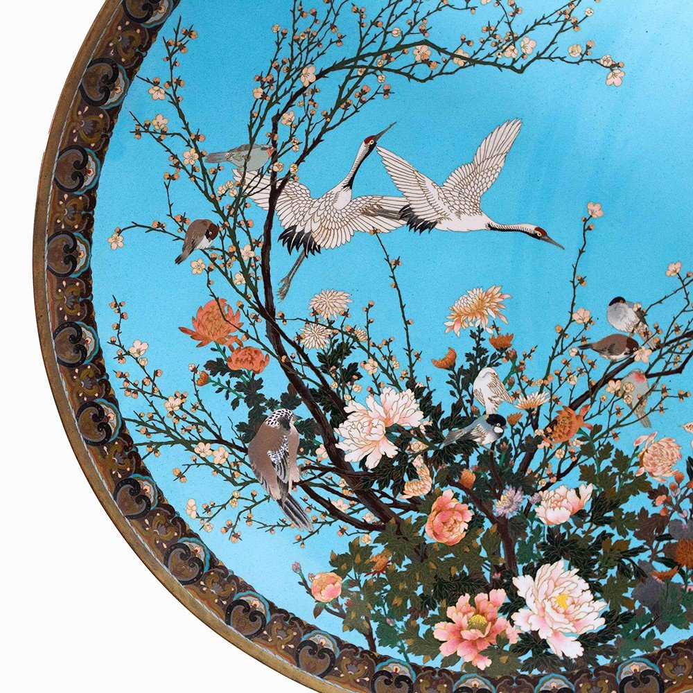 Grand Plat Cloisonné « Japon », Milieu Du 19e Siècle-photo-3