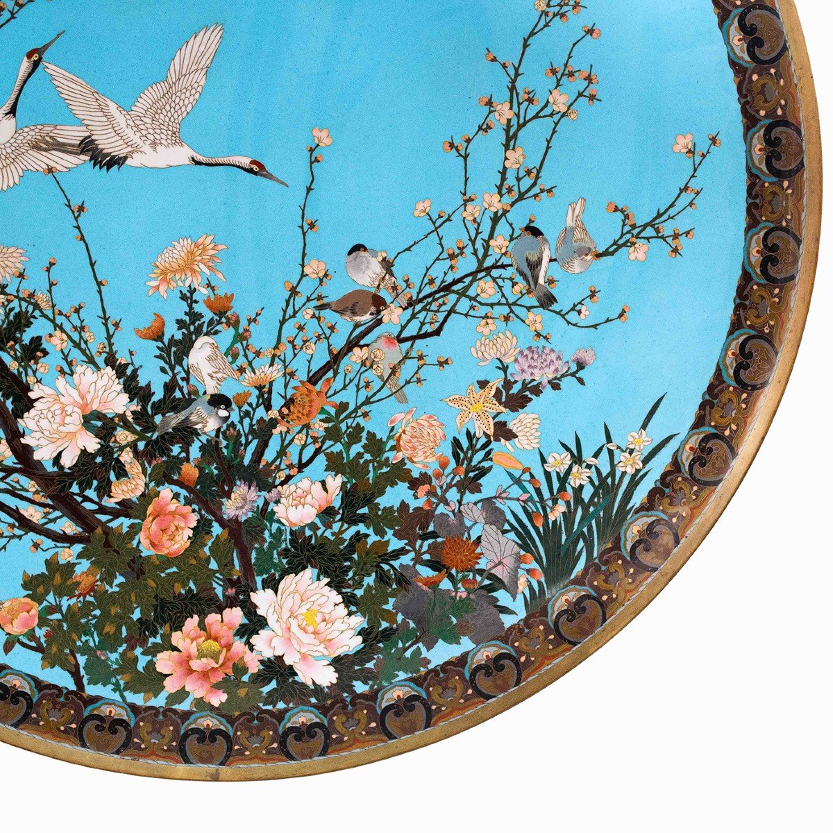 Grand Plat Cloisonné « Japon », Milieu Du 19e Siècle-photo-4