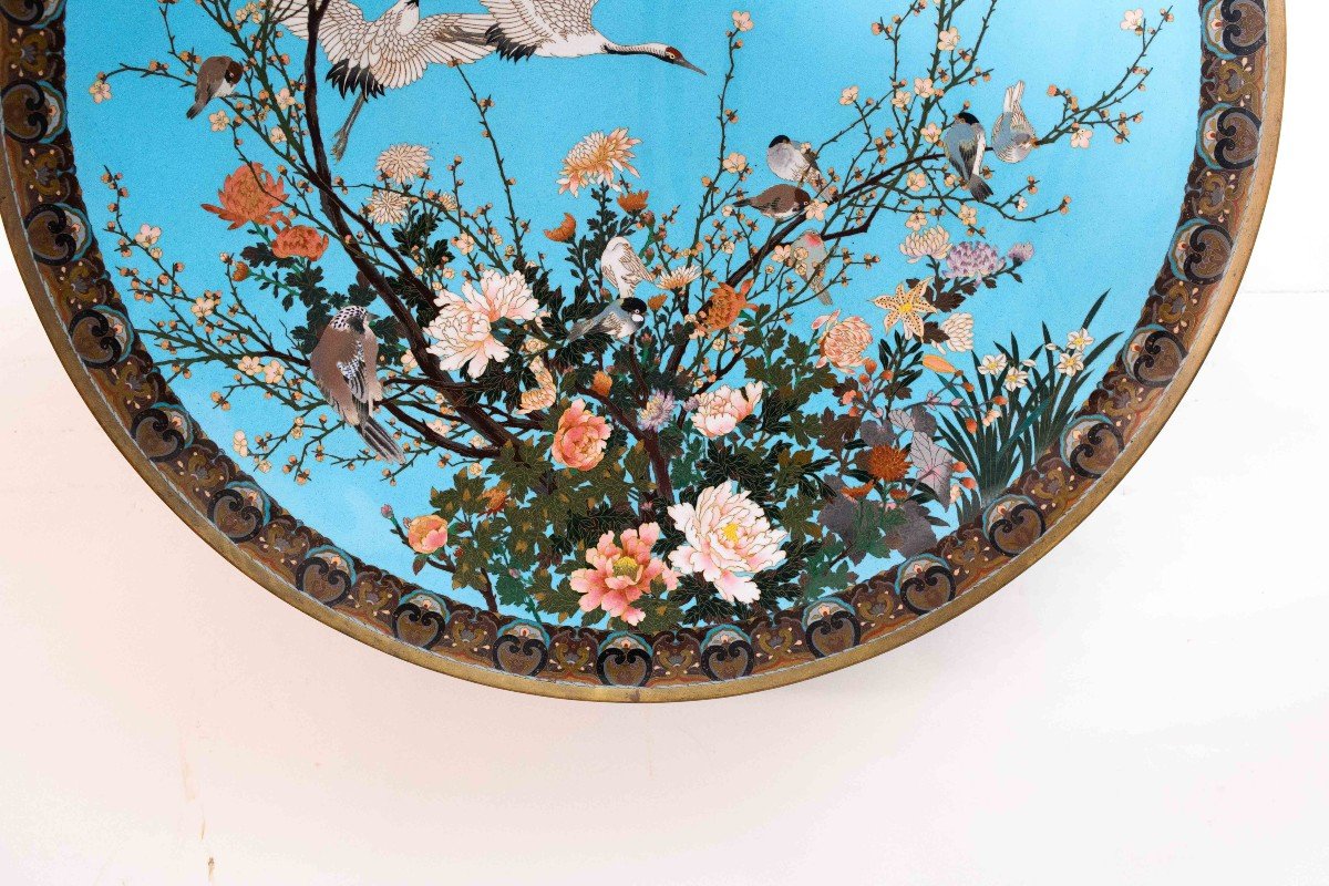 Grand Plat Cloisonné « Japon », Milieu Du 19e Siècle-photo-5