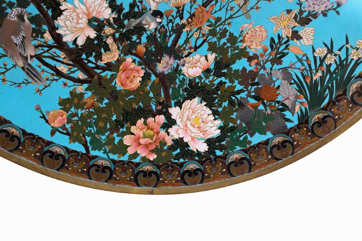 Grand Plat Cloisonné « Japon », Milieu Du 19e Siècle-photo-7