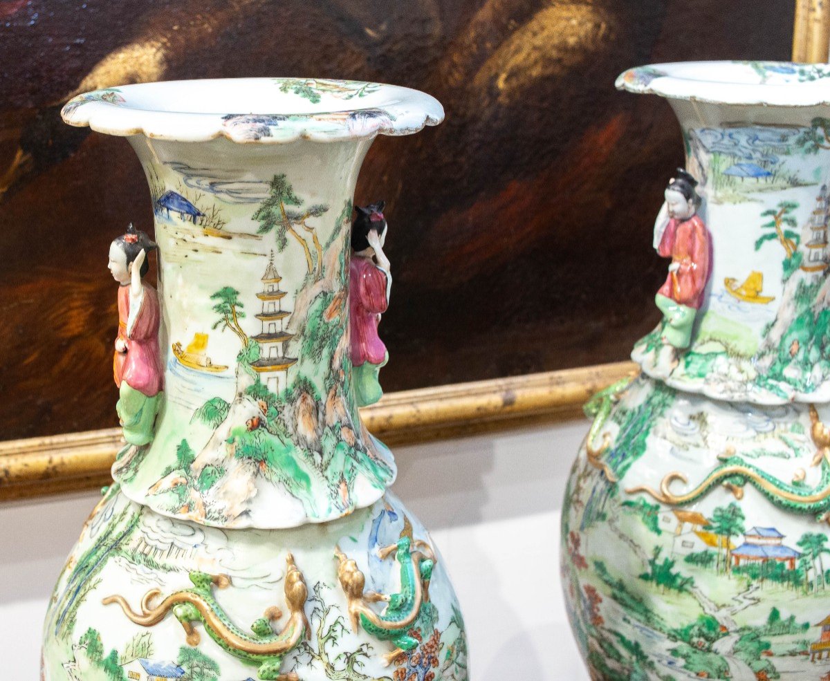 Paire De Rares Vases En Porcelaine, Dynastie Qing, Période Daoguang (1821-1850)-photo-6