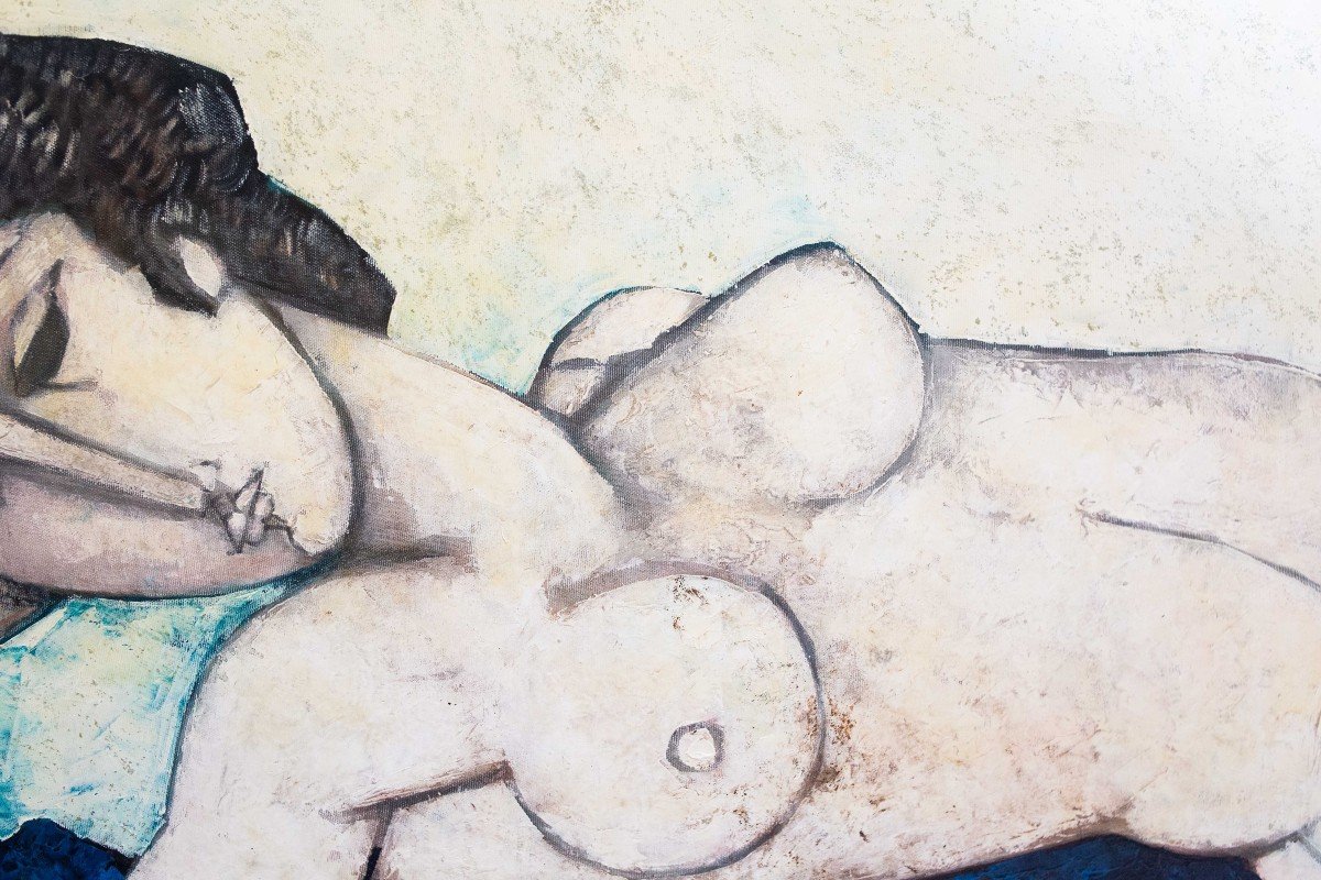 Bruno Landi, “large Nude, Homage To Modigliani,” Oil On Canvas, 1998-photo-2