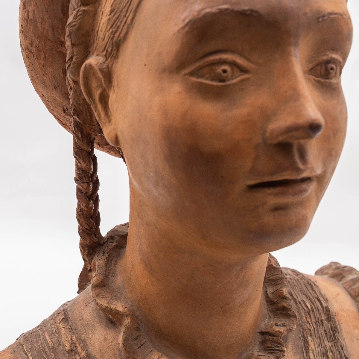 Carmelo Cappello, Sculpture « Fille », Terre Cuite, Signée, 1939-photo-7