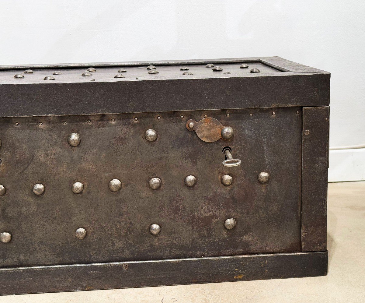 Antique Wrought Iron Chest, 19th Century Era-photo-1