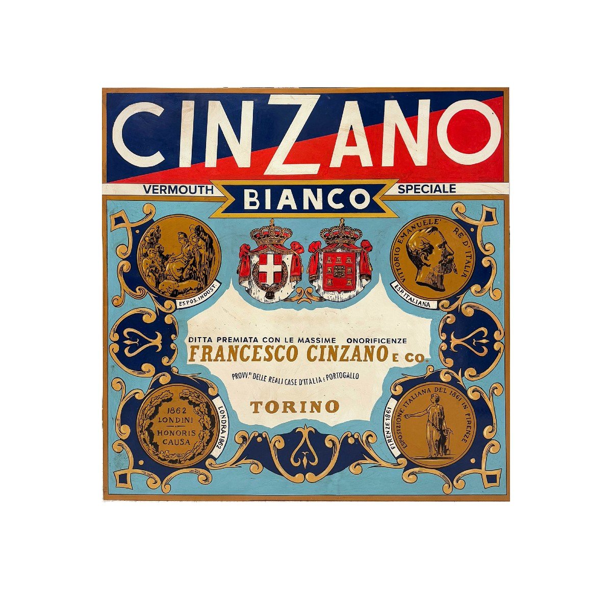 Publicité Cinzano, Peinte à La Main Sur Métal, Années 1970-photo-2