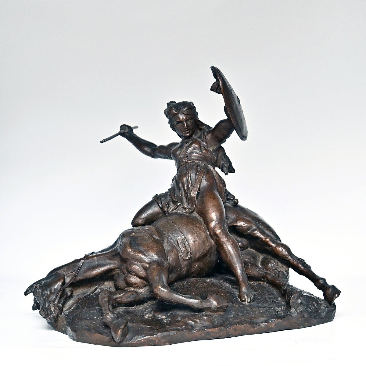 Augusto Rivalta, "amazon On Horseback"-bronze Sculpture, Signed, 1901-photo-1