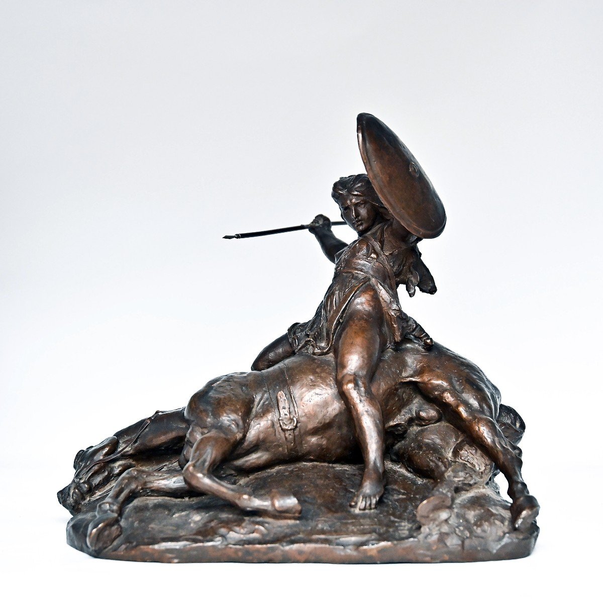 Augusto Rivalta, "amazon On Horseback"-bronze Sculpture, Signed, 1901