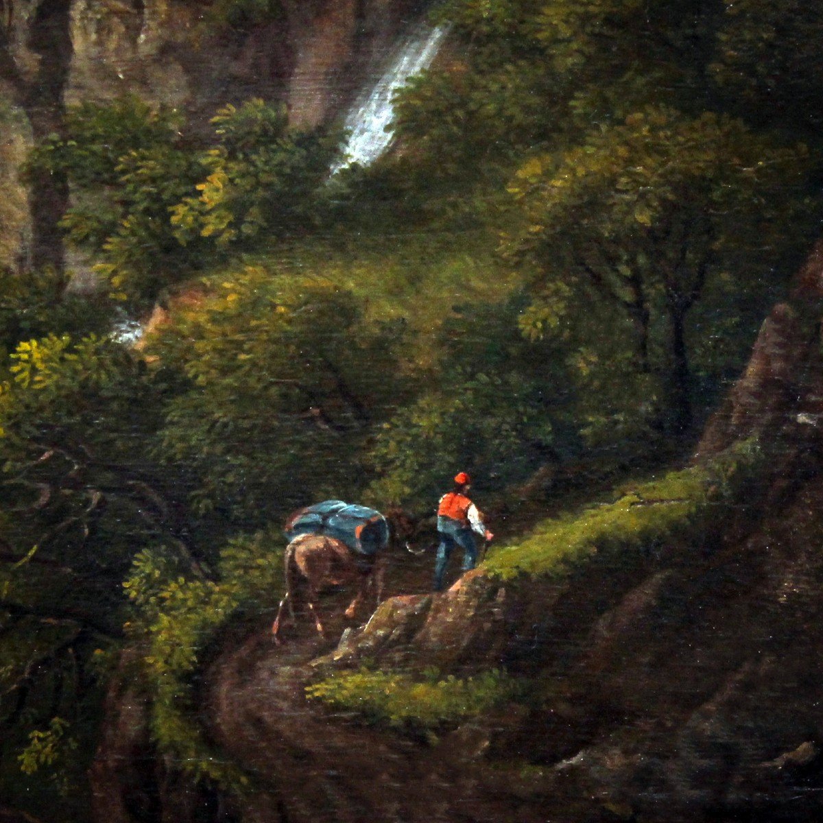 "Paysage avec figures", huile sur panneau, Franz Scheyerer, 1837-photo-3