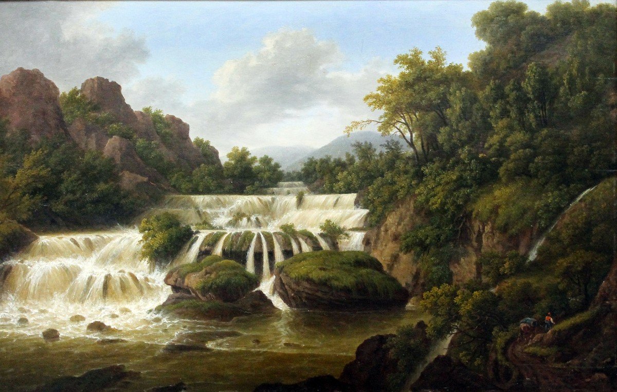 "landscape With Figures", Oil On Panel, Franz Scheyerer, 1837-photo-2